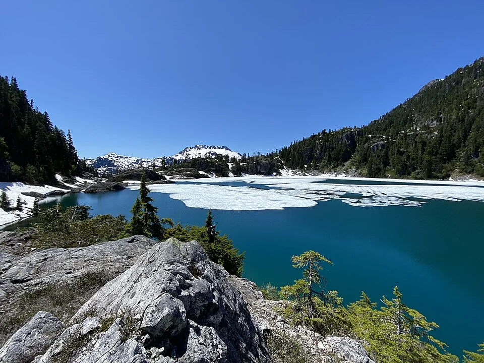 Nine Peaks seen from Love Lake in Strathcona Provincial Park