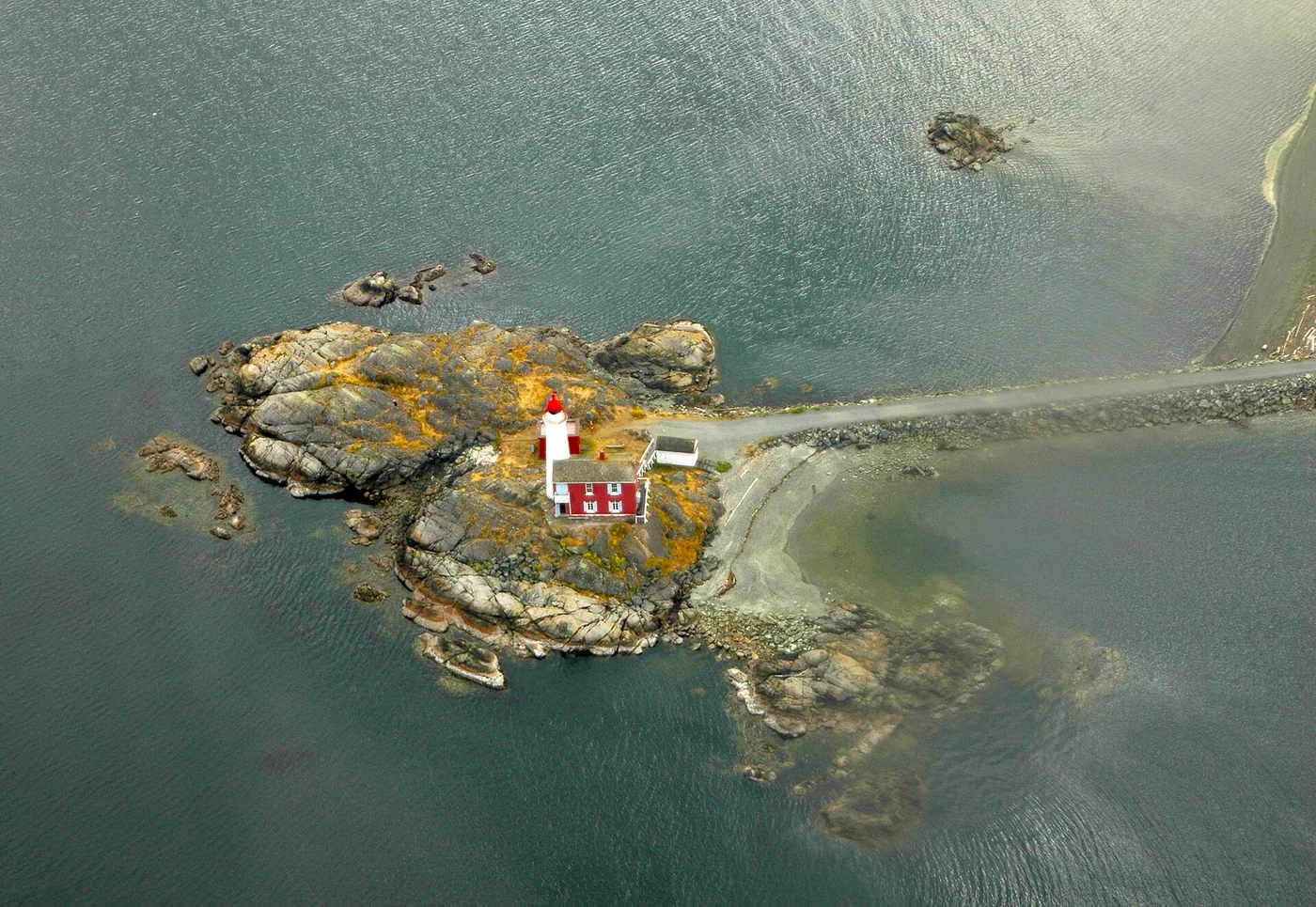 Fisgard Lighthouse on a rocky island edge