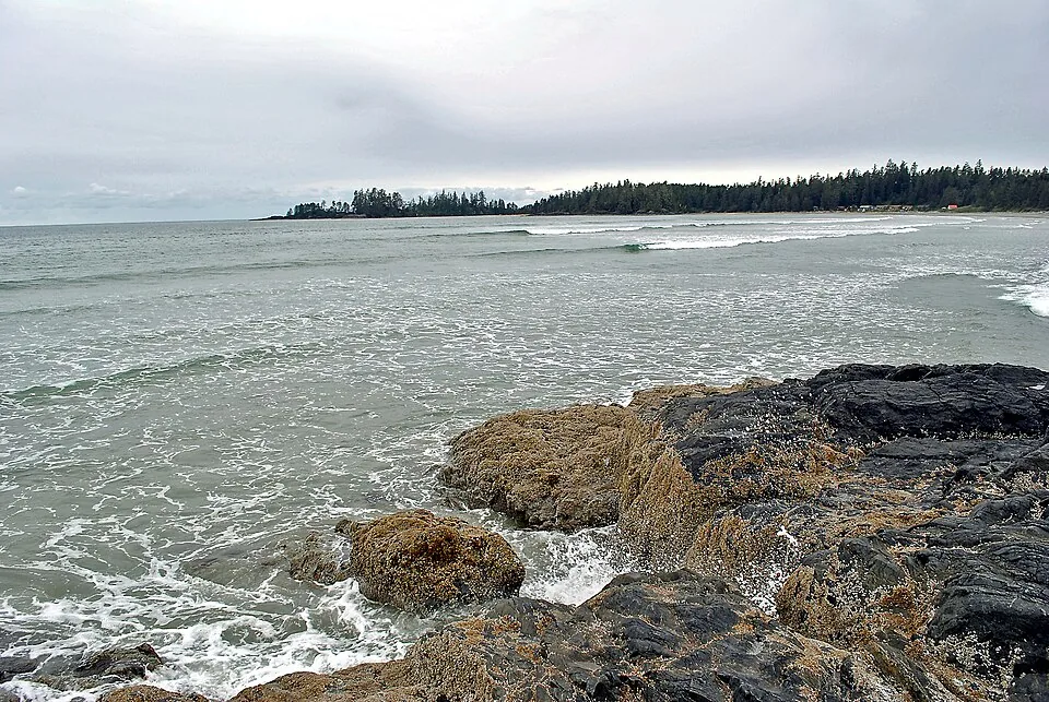 Pacific surf meeting a broad Vancouver Island beach