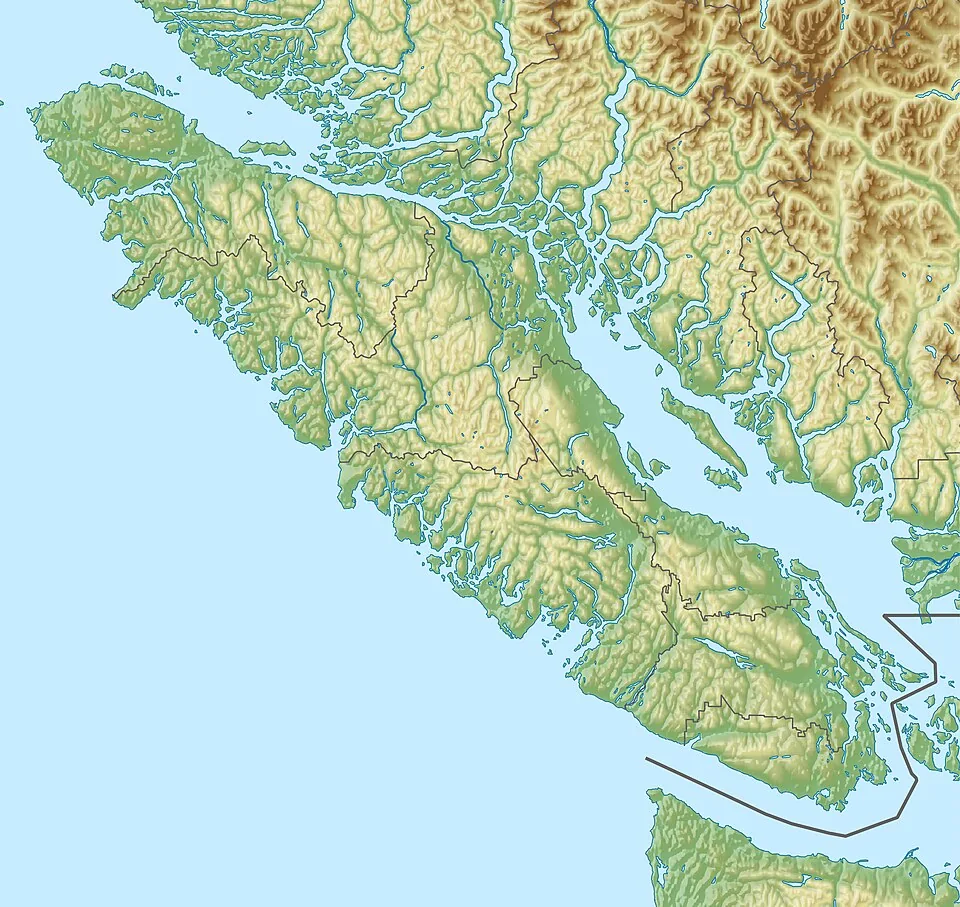 Relief map of Vancouver Island and surrounding waters