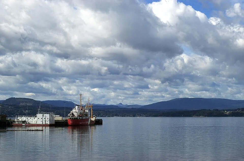 Canadian Coast Guard vessel moored in North Saanich